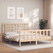 vidaXL Cadru de pat cu tăblie, king size, lemn masiv