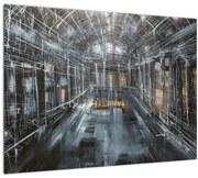 Tablou pe sticlă cu u interiorul clădirii vechi (70x50 cm)