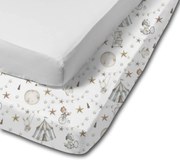 Set 2 cearceafuri din bumbac cu elastic roata pentru patut 120x60 cm Kidizi Grey Circus