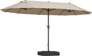 Outsunny Umbrele de Gradina Dubla 460x270cm cu Manivela si Baza Transversala | Aosom Romania