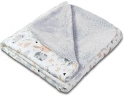 Paturica dubla pufoasa cu doua fete 100x78 cm Kidizi Fluffy Grey Forest Friends