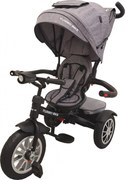 Tricicleta cu copertina Baby Care™ Turbo Bike , Cu far luminos, Roti din cauciuc, Pozitie somn, Pedale si maner pentru parinti, Scaun reversibil cu