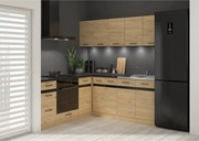 Set bucatarie JUNONA LINE, stejar, PAL, 200x200 cm, dreapta, cu blat n
