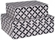 Set 2 cutii pentru depozitare Canvas alb negru