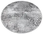 Covor MEFE modern  Cerc 8724 Ornament vintage - structural două niveluri de lână gri