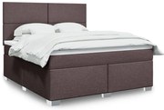 vidaXL Pat continental cu saltea maro închis 180x200cm material textil