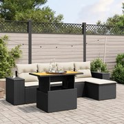 vidaXL Set mobilier de grădină cu perne, 6 piese, negru, poliratan