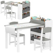 AIYAPLAY Mobilier pentru Copii 3-8 Ani cu 2 Scaune și Masă Gri și Alb | Aosom Romania