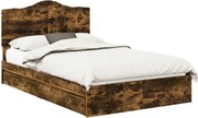 vidaXL Pat cu storage Stejar fumuriu 135 x 190 cm Lemn compozit