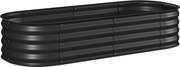 Outsunny Jardinieră înălțată parcelă pătrată pentru grădină din oțel modulabilă pentru legume, plante, flori, dim. 150 x 62 x 30 cm, negru | Aosom Romania