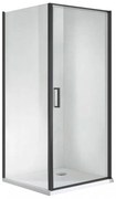 Cabină de duș pătrată Quadrum Black cu 1 ușă, cu finisaj Easy Clean, fără cădiță de duș