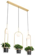 Suspensie art deco aurie cu sticla alba 3 lumini - Isabella