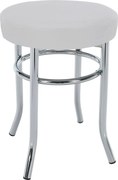Taburet IRENA, crom/alb, metal/piele ecologica, 33x33x43 cm