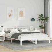 vidaXL Cadru de pat cu headboard Alb Lemn masiv de pin