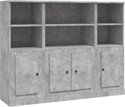 vidaXL Dulapuri înalte, 3 buc., gri beton, lemn prelucrat
