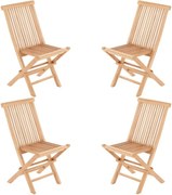 Scaun pliabil din tec din lemn 4x , DIVERO