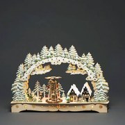 Suport de lumânări LED din lemn pentru AdventCarusel de Crăciun 15 LED, alb cald, 43 x 29,5 cm