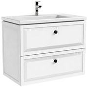 Dulap baza cu lavoar Oristo Montebianco 2 sertare alb mat 80 cm