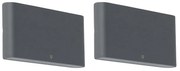 Set de 2 aplice exterioare gri închis 17,5 cm inclusiv LED - Batt