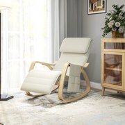 HOMCOM Fotoliu relax de leagăn fotoliu alăptare cu suport de picioare reglabil, buzunar lateral și suport pentru cap, crem | Aosom Romania