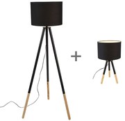 Set de lampă de masă și lampă de podea cu abajur negru - Pip