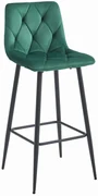 Scaun de bar verde inchis NADO VELVET cu picioare negre