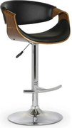 Scaun bar H100, negru/nuc, piele ecologica/otel, 53x50x88/109 cm