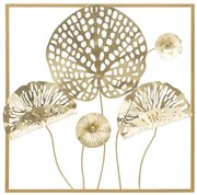 Decoratiune de perete aurie din metal, 50x5x50 cm, Gold Flowers Mauro Ferretti