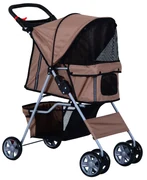 PawHut Cărucior pentru Câini de până la 10 kg, 75x45x97 cm, Maro | Aosom Romania