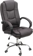 Scaun de birou REGAL, baza metalica cromata, piele ecologica, Maro