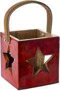 Suport lumanare Craciun din lemn - Red Star