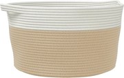 vidaXL Coș de depozitare, bej și alb, Ø40x25 cm, bumbac
