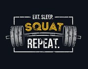 Ilustrație Eat sleep squat repeat. Gym motivational, Mitoria