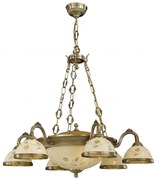 Candelabru cu 6 brate din alama cu sticla decorata design italian 6208