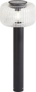 Stâlp modern de exterior negru cu sticlă canelată, cu LED solar inclus IP65 - Ribble Mushroom