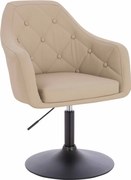 HR831N Scaun Crem Piele Ecologica Premium Soft cu Bază Neagră
