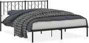 vidaXL Cadru de pat metalic cu tăblie, negru, 160x200 cm