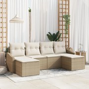 vidaXL Set de canapele pentru grădină 6 pcs Bej Rattan poli