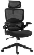 Vinsetto Scaun Ergonomic de Birou cu Spătar Reglabil Tetieră Cotiere Suport Lombar Funcție de Rotire Negru | Aosom Romania