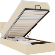 vidaXL Pat otoman cu saltea crem 100x200 cm stofa