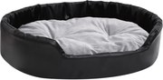 vidaXL Pat pentru câini, negru/gri, 90x79x20 cm, pluș/piele ecologică