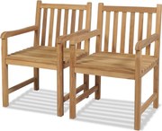 vidaXL Scaune de exterior, 2 buc., lemn masiv de tec