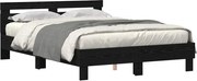 vidaXL Cadru de pat cu led Stejar Negru 140 x 190 cm Lemn compozit