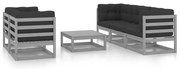 vidaXL Set mobilier de grădină cu perne, 6 piese, lemn masiv de pin