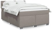 vidaXL Pat box spring cu saltea, gri taupe, 140x200 cm, textil