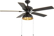 Ventilator de tavan negru cu bej 130cm cu întrerupător cu șnur - Mistral Magna
