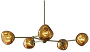 Lustra moderna cu 5 globuri sticla aurie LIQUID DIAMOND