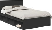 vidaXL Cadru de pat cu headboard Negru 120 x 190 cm Lemn de pin masiv