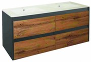 Mobilier de baie Porto 120 cu bază și lavoar în culoarea stejarului rustic antracit