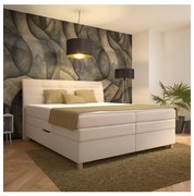 Pat boxspring BEA cu saltea, 160x200 cm, bej
